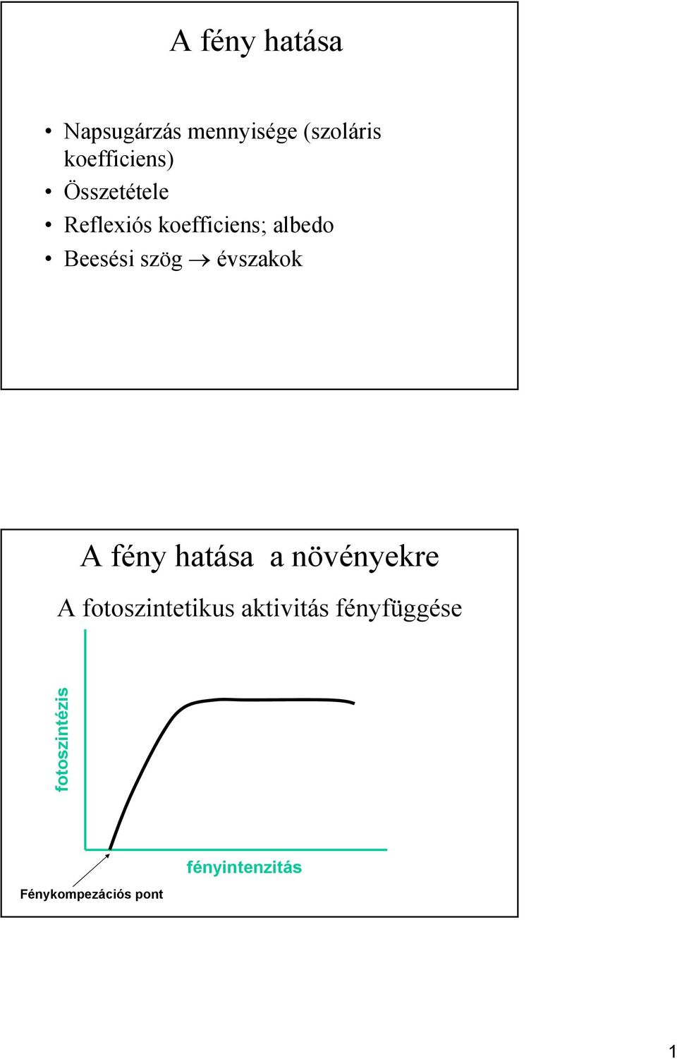 évszakok A fény hatása a növényekre A fotoszintetikus