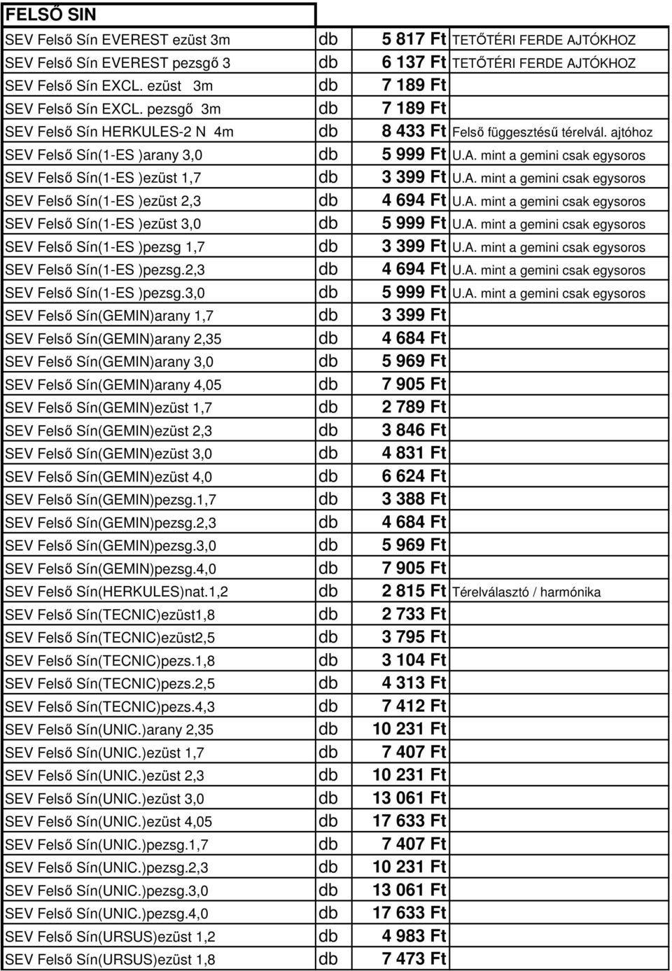 mint a gemini csak egysoros SEV Felső Sín(1-ES )ezüst 1,7 db 3 399 Ft U.A. mint a gemini csak egysoros SEV Felső Sín(1-ES )ezüst 2,3 db 4 694 Ft U.A. mint a gemini csak egysoros SEV Felső Sín(1-ES )ezüst 3,0 db 5 999 Ft U.