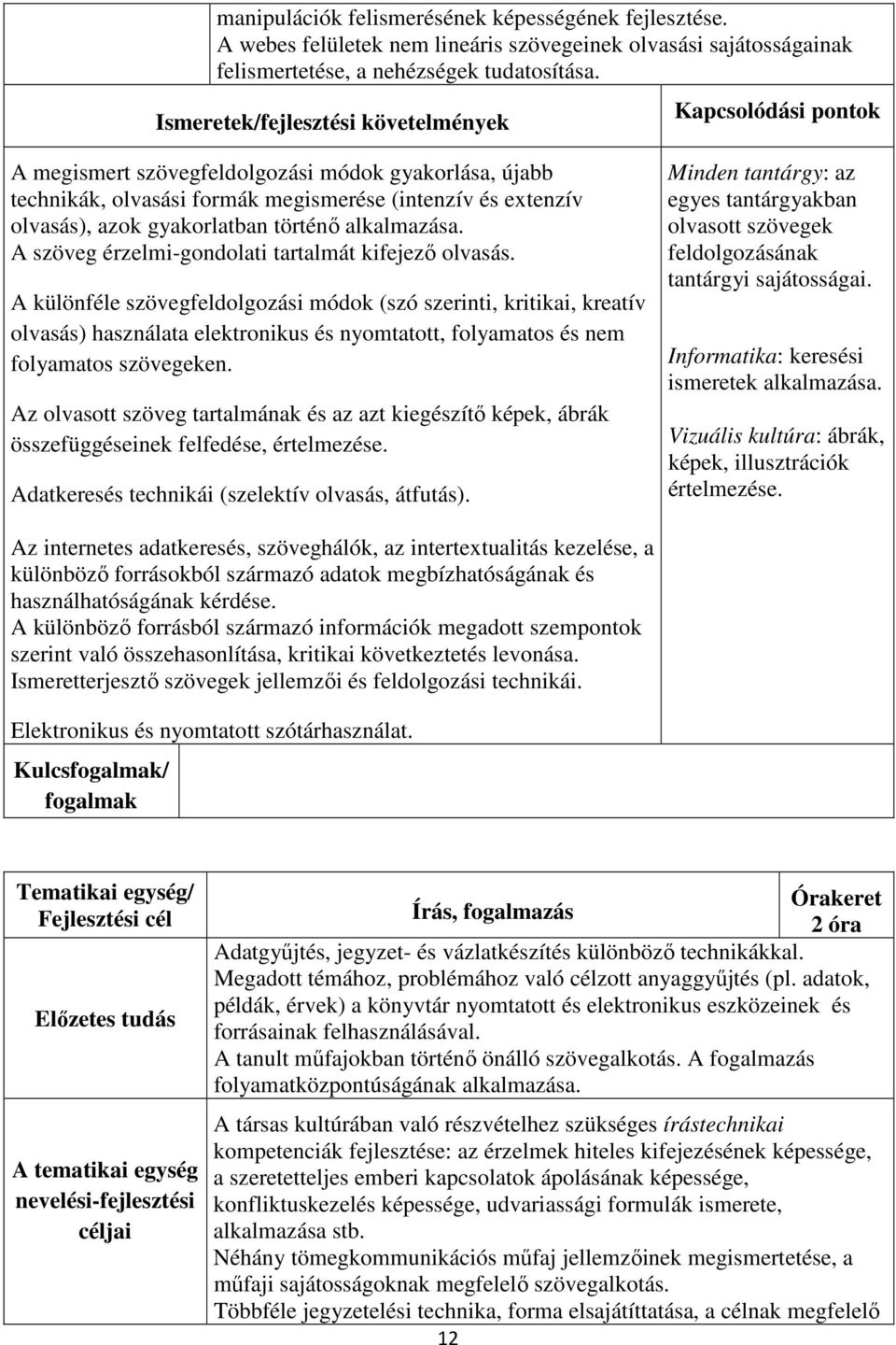 A szöveg érzelmi-gondolati tartalmát kifejező olvasás.