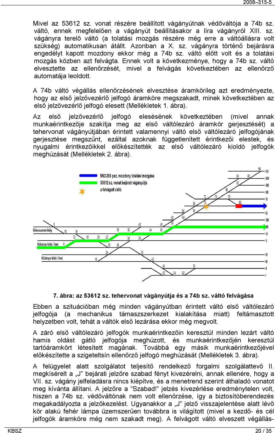 váltó elvesztette az ellenőrzését, mivel a felvágás következtében az ellenőrző automatája leoldott.