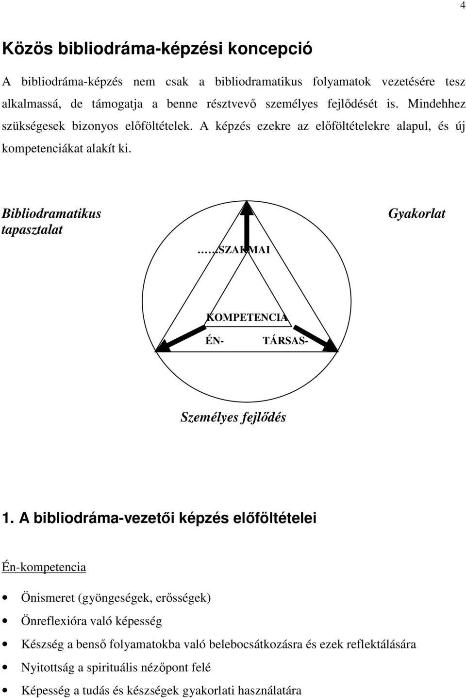 Bibliodramatikus tapasztalat SZAKMAI Gyakorlat KOMPETENCIA ÉN- TÁRSAS- Személyes fejlődés 1.