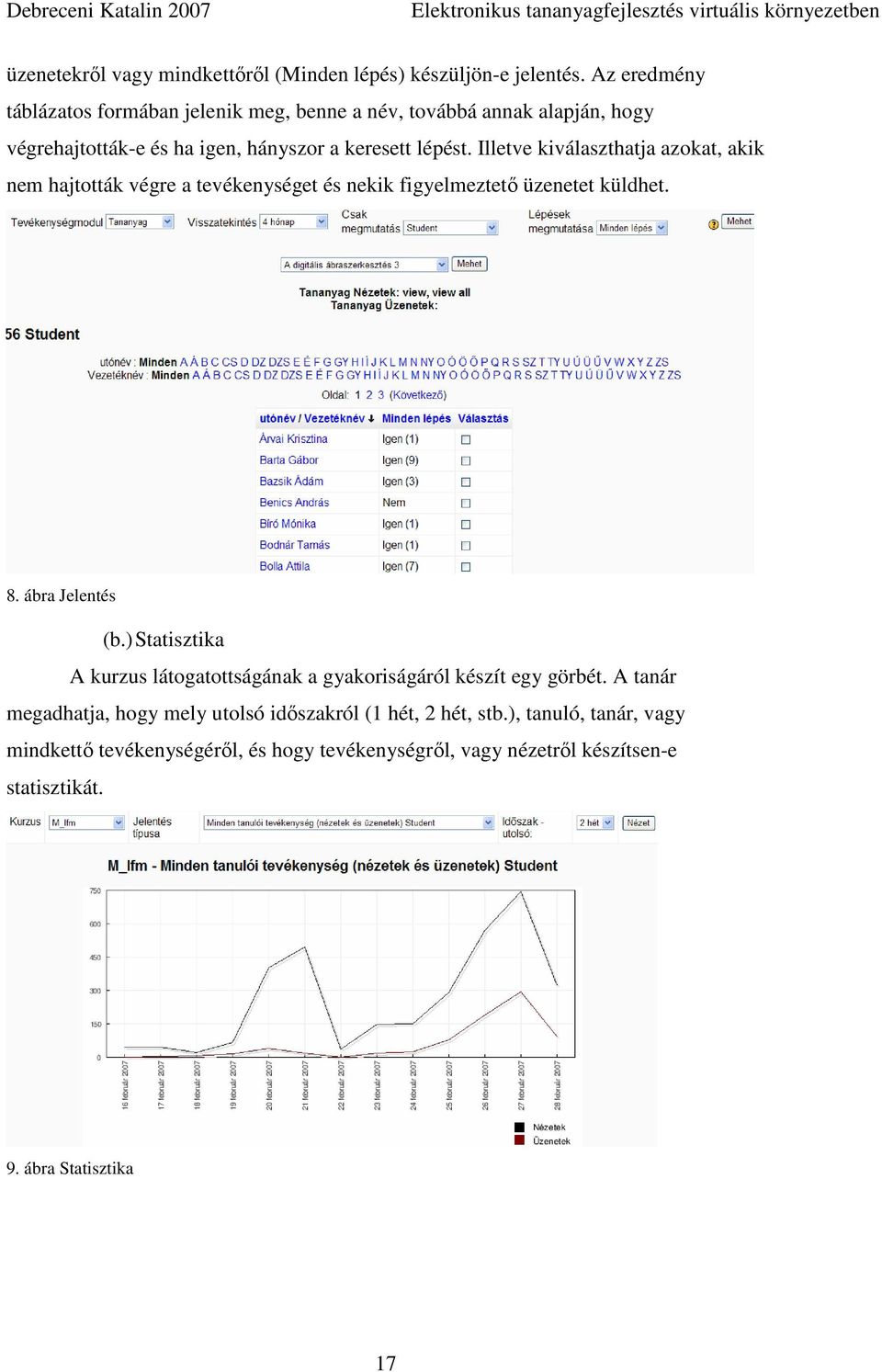 Illetve kiválaszthatja azokat, akik nem hajtották végre a tevékenységet és nekik figyelmeztetı üzenetet küldhet. 8. ábra Jelentés (b.