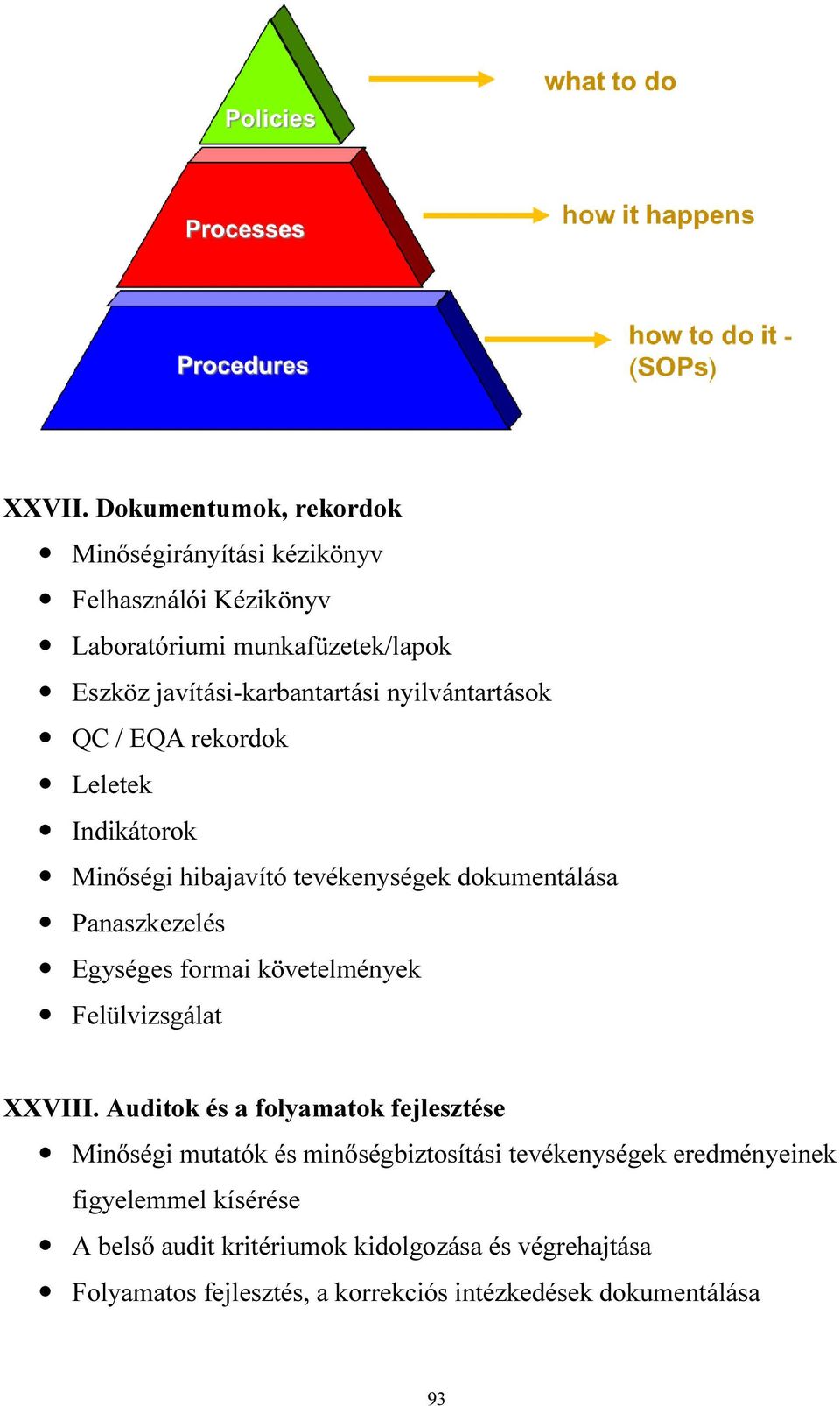 nyilvántartások QC / EQA rekordok Leletek Indikátorok Minőségi hibajavító tevékenységek dokumentálása Panaszkezelés Egységes formai