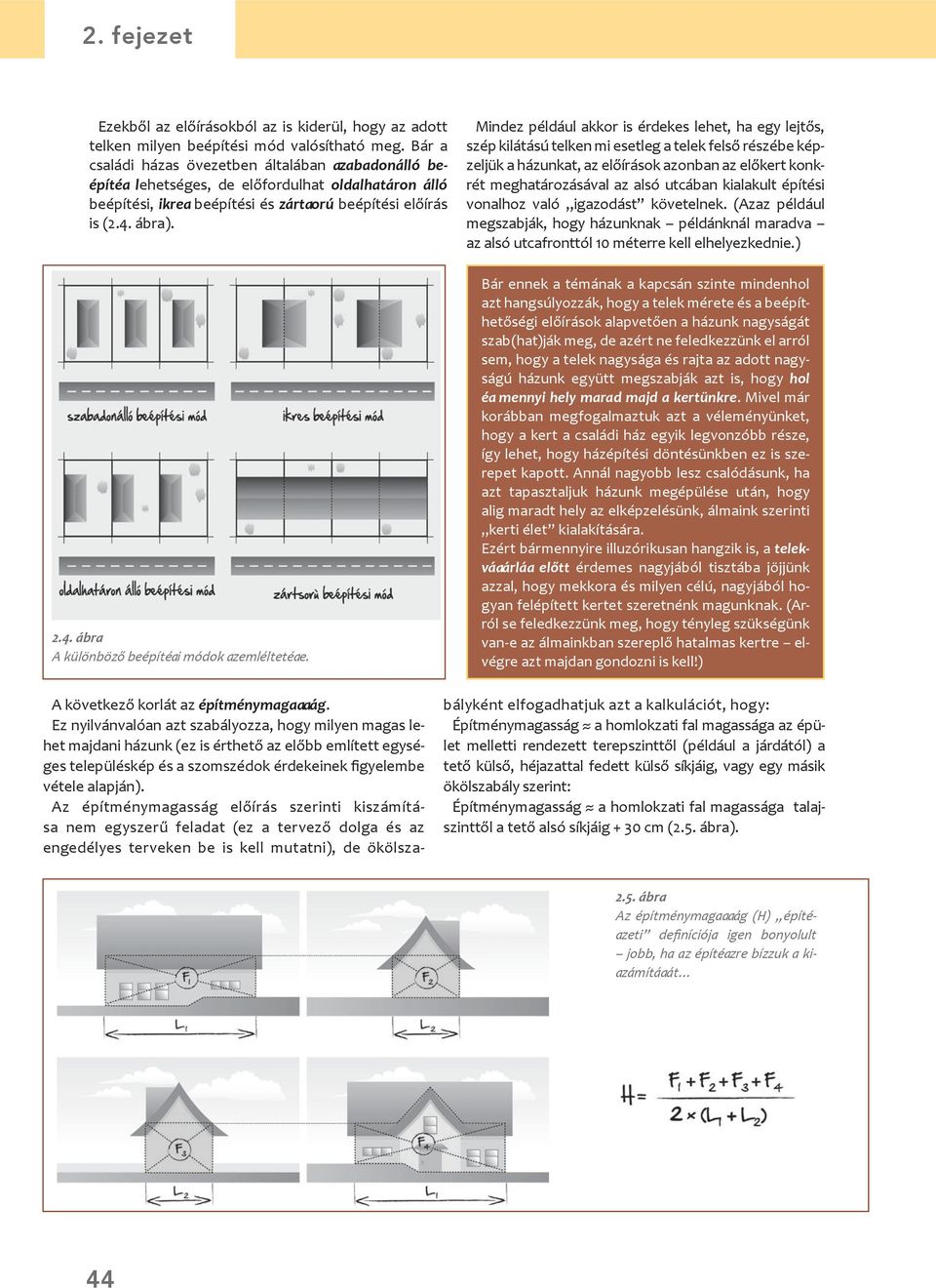 ábra). 2.4. ábra A különböző beépítési módok szemléltetése.