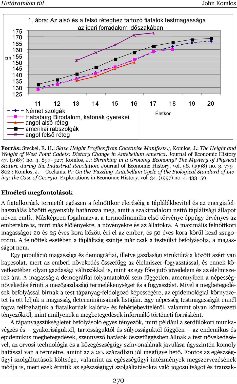 réteg amerikai rabszolgák angol felső réteg Forrás: Steckel, R. H.: Slave Height Profiles from Coastwise Manifests.;, Komlos, J.