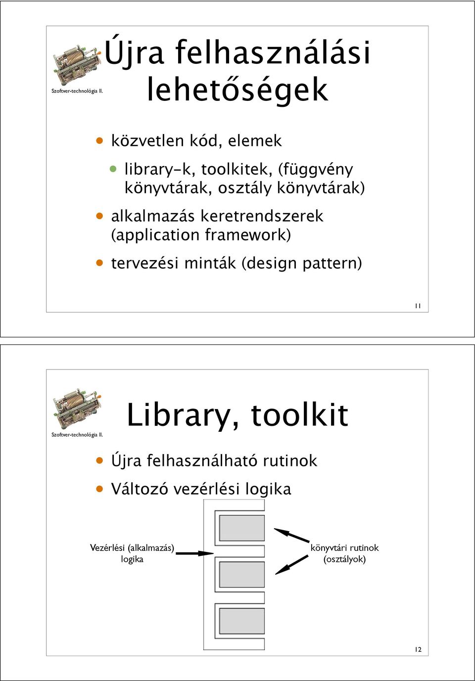 könyvtárak) alkalmazás keretrendszerek (application framework) tervezési minták