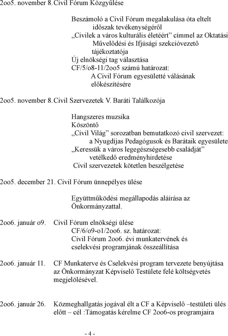 tájékoztatója Új elnökségi tag választása CF/5/o8-11/2oo5 számú határozat: A Civil Fórum egyesületté válásának előkészítésére Civil Szervezetek V.