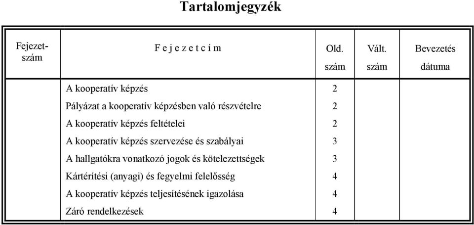 kooperatív képzés feltételei 2 A kooperatív képzés szervezése és szabályai 3 A hallgatókra vonatkozó