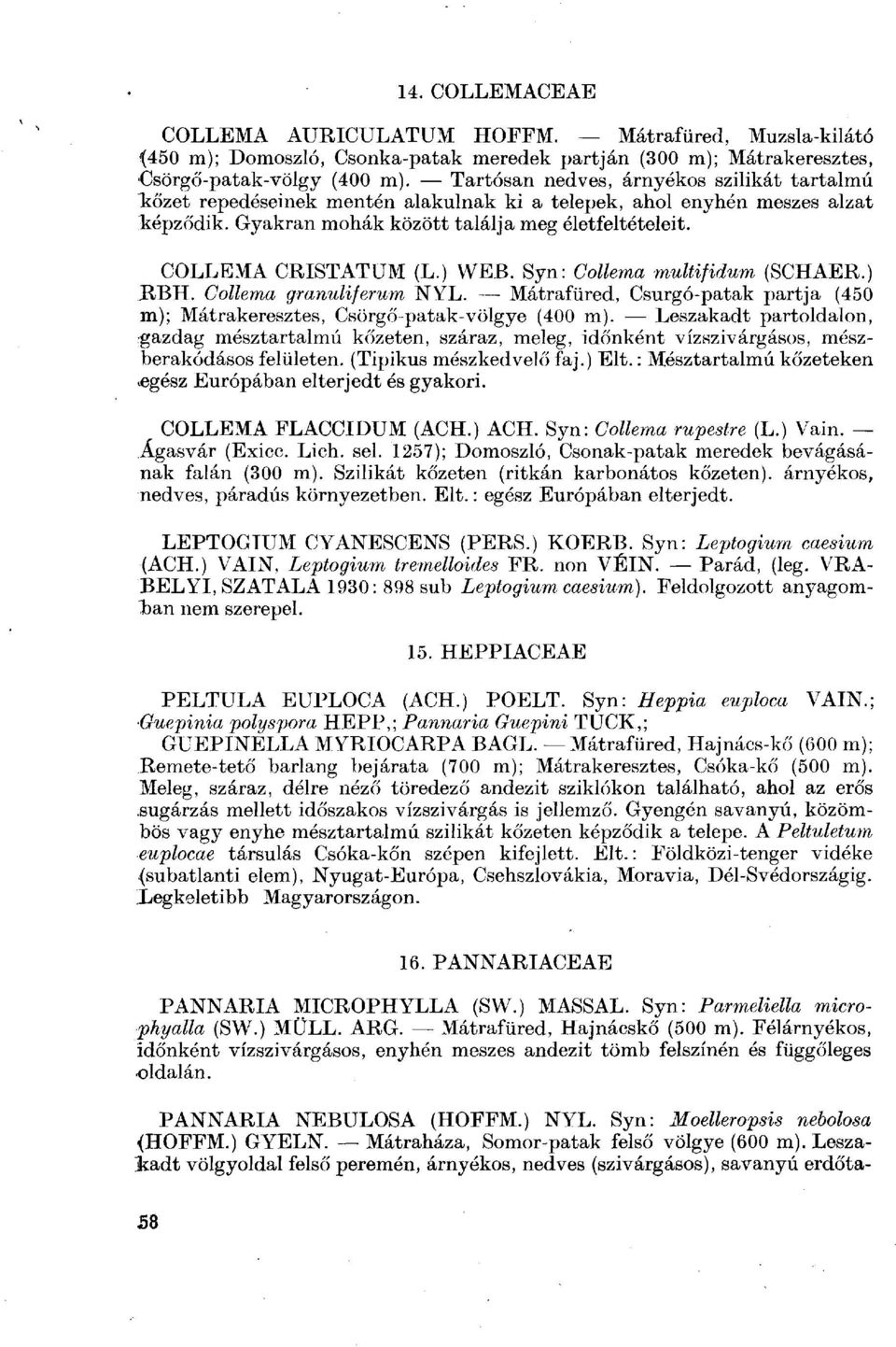 ) WEB. Syn: Collema multifidum (SCHAER.) RBH. Collema granuliferum NYL. Mátrafüred, Csurgó-patak partja (450 m); Mátrakeresztes, Csörgő-patak-völgye (400 m).