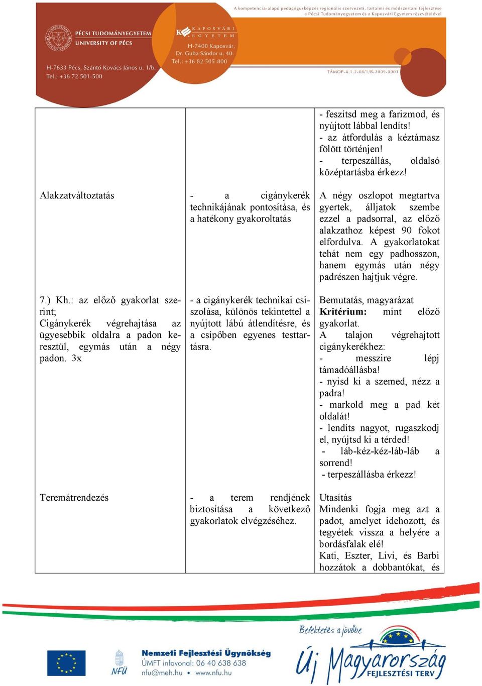 testtartásra. - a terem rendjének biztosítása a következő gyakorlatok elvégzéséhez. - feszítsd meg a farizmod, és nyújtott lábbal lendíts! - az átfordulás a kéztámasz fölött történjen!
