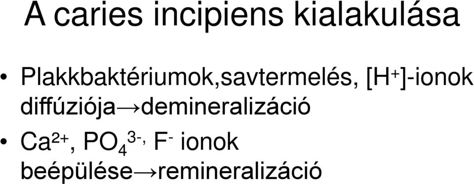 ]-ionok diffúziója demineralizáció