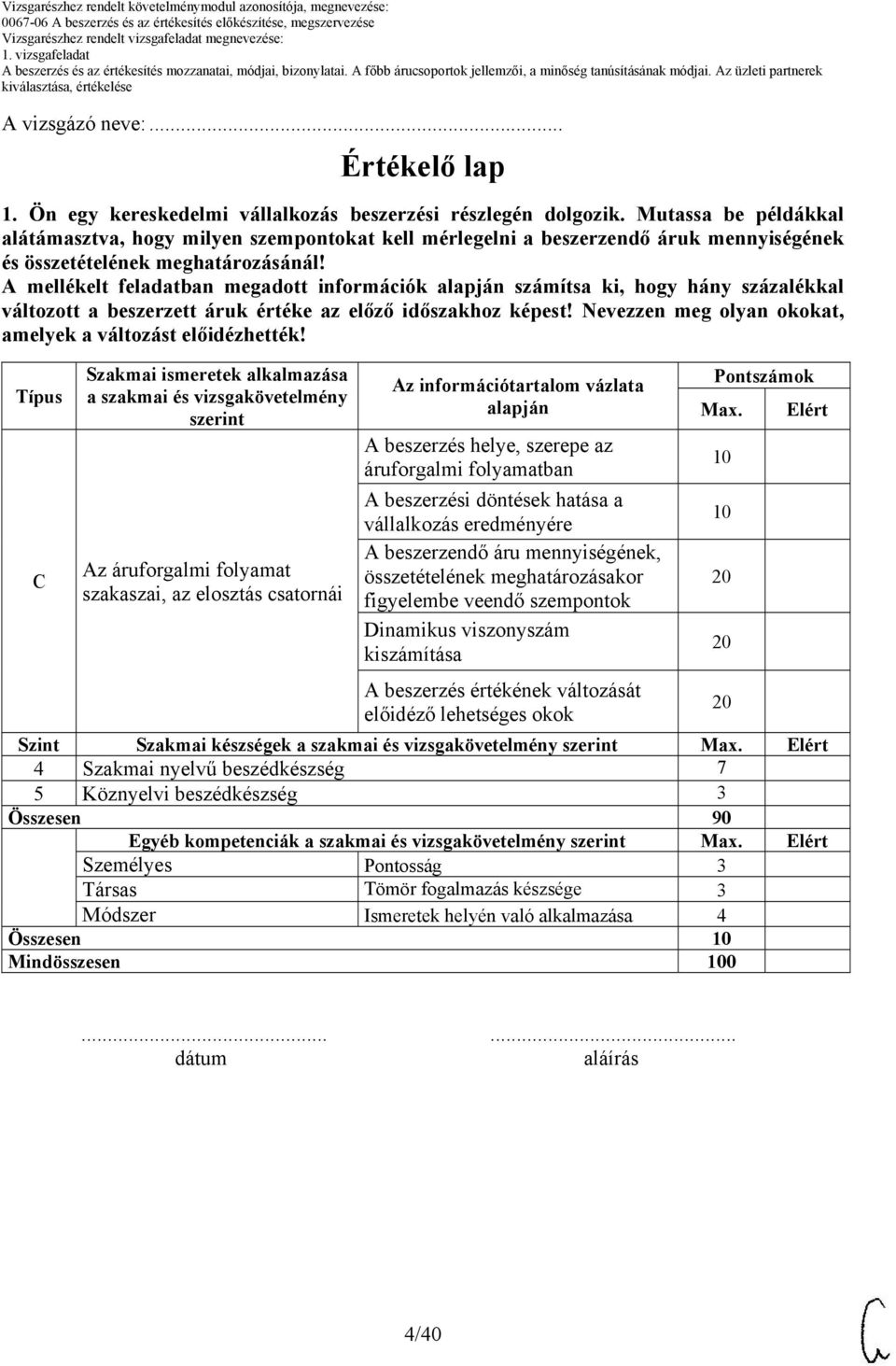 A mellékelt feladatban megadott információk alapján számítsa ki, hogy hány százalékkal változott a beszerzett áruk értéke az előző időszakhoz képest!