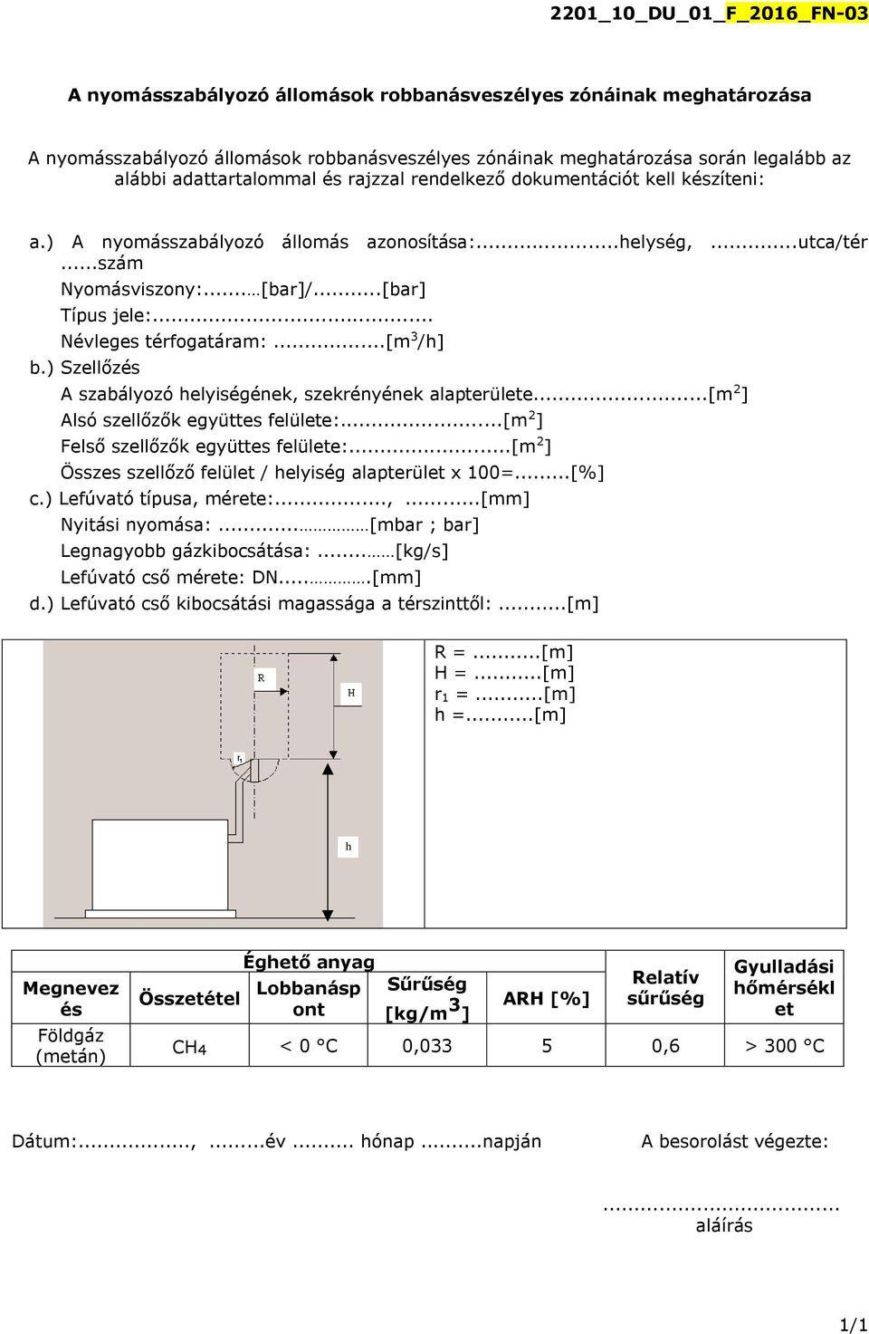 .. Névleges térfogatáram:...[m 3 /h] b.) Szellőzés A szabályozó helyiségének, szekrényének alapterülete...[m 2 ] Alsó szellőzők együttes felülete:...[m 2 ] Felső szellőzők együttes felülete:.