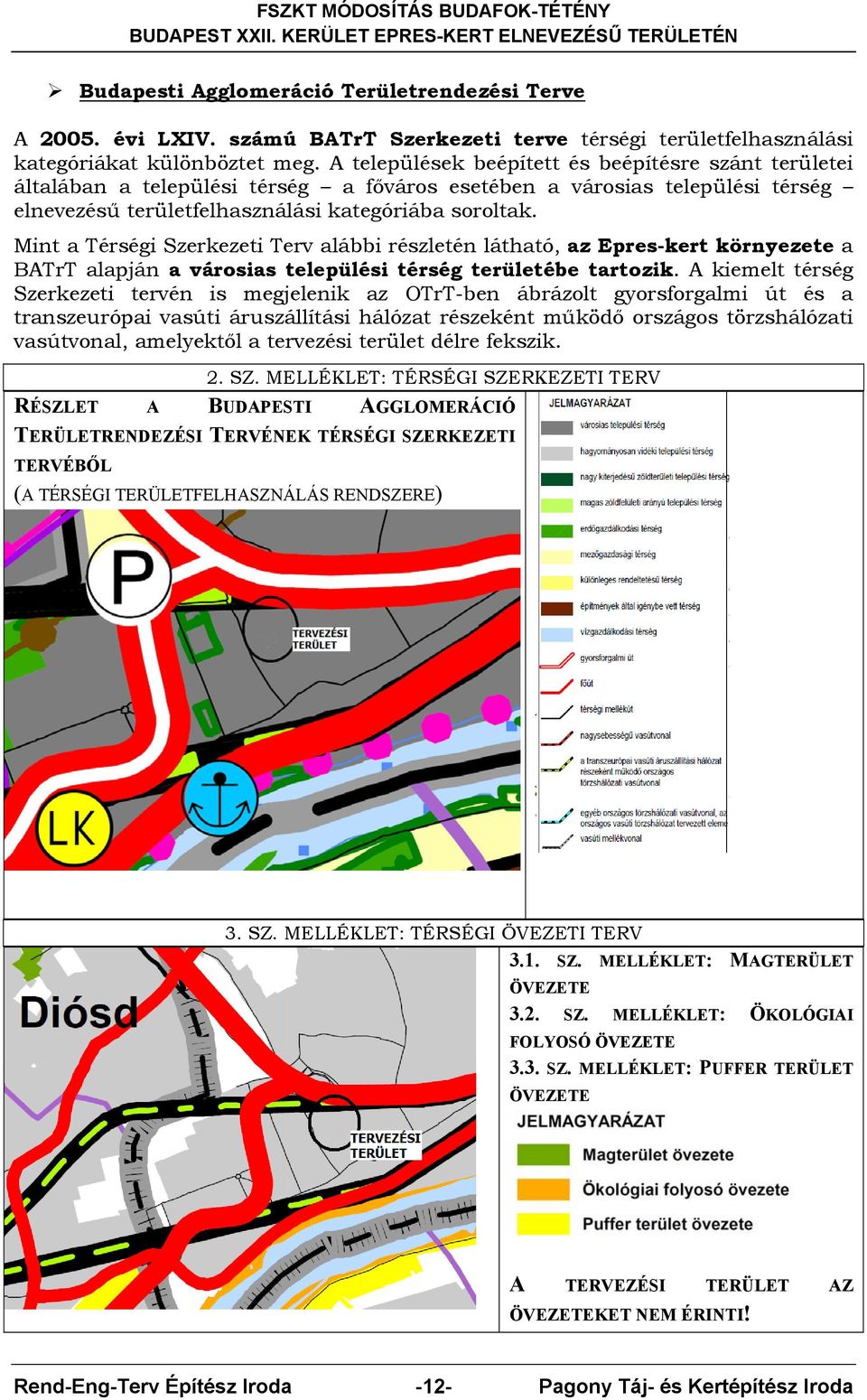 Mint a Térségi Szerkezeti Terv alábbi részletén látható, az Epres-kert környezete a BATrT alapján a városias települési térség területébe tartozik.