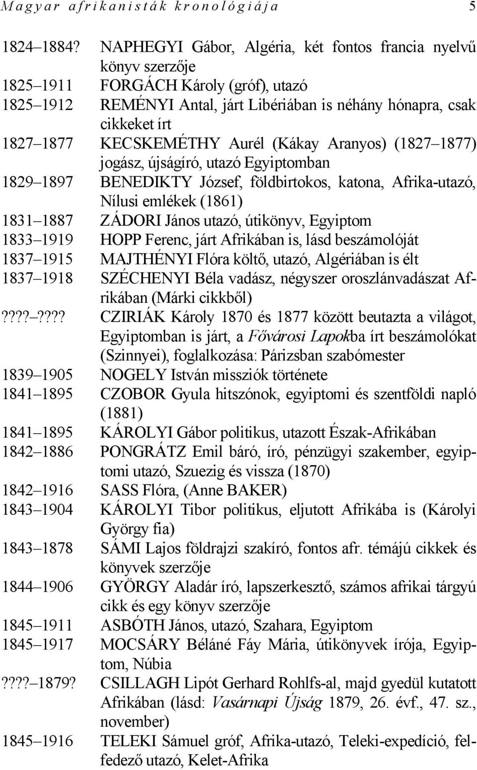 KECSKEMÉTHY Aurél (Kákay Aranyos) (1827 1877) jogász, újságíró, utazó Egyiptomban 1829 1897 BENEDIKTY József, földbirtokos, katona, Afrika-utazó, Nílusi emlékek (1861) 1831 1887 ZÁDORI János utazó,