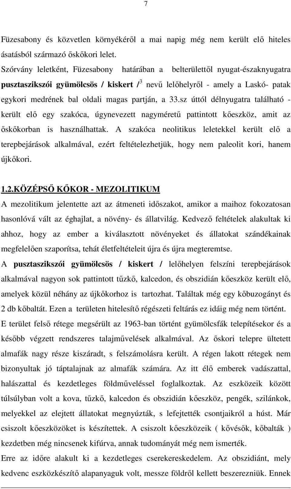 partján, a 33.sz úttól délnyugatra található - került elő egy szakóca, úgynevezett nagyméretű pattintott kőeszköz, amit az őskőkorban is használhattak.