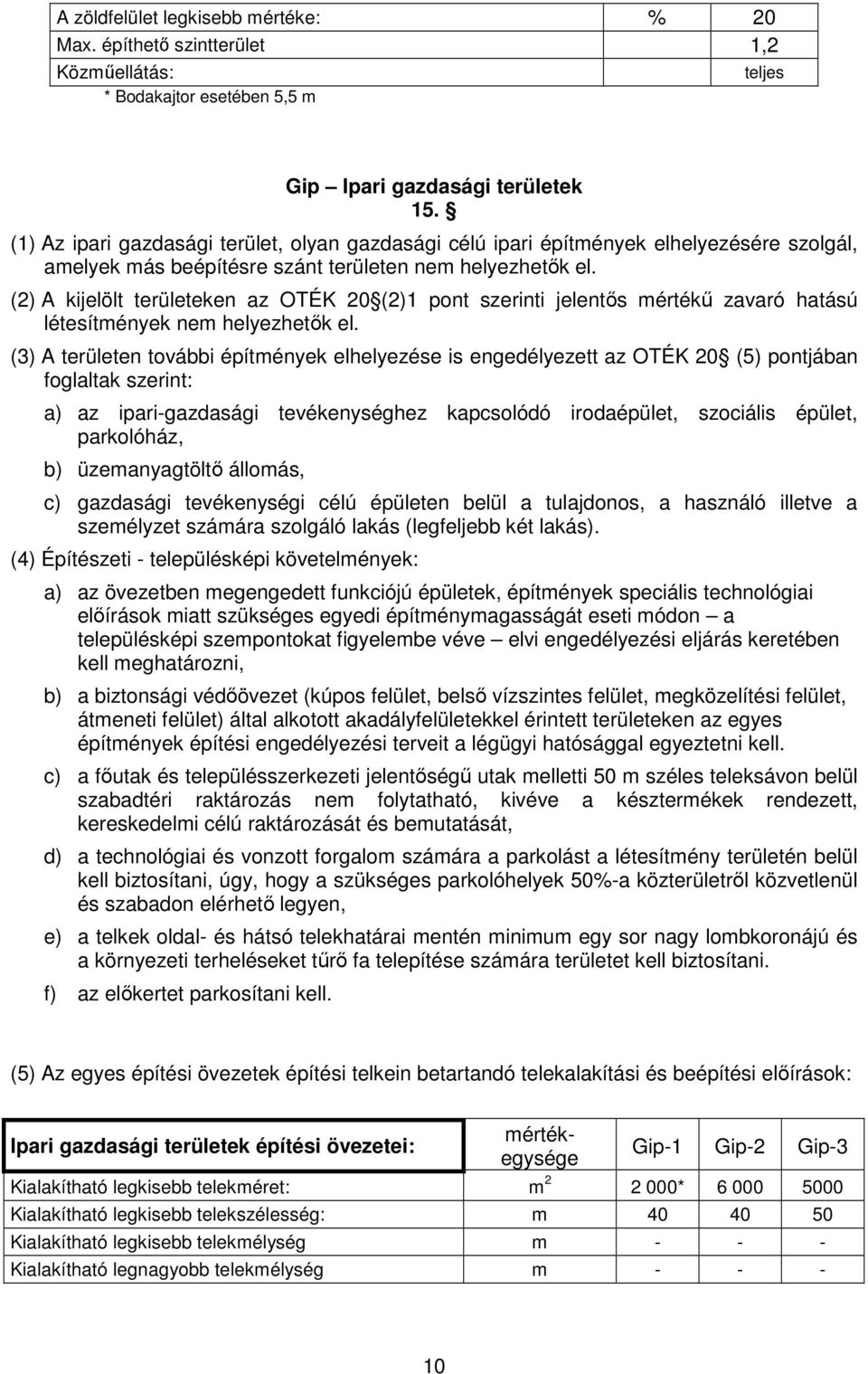 (2) A kijelölt területeken az OTÉK 20 (2)1 pont szerinti jelentıs mértékő zavaró hatású létesítmények nem helyezhetık el.