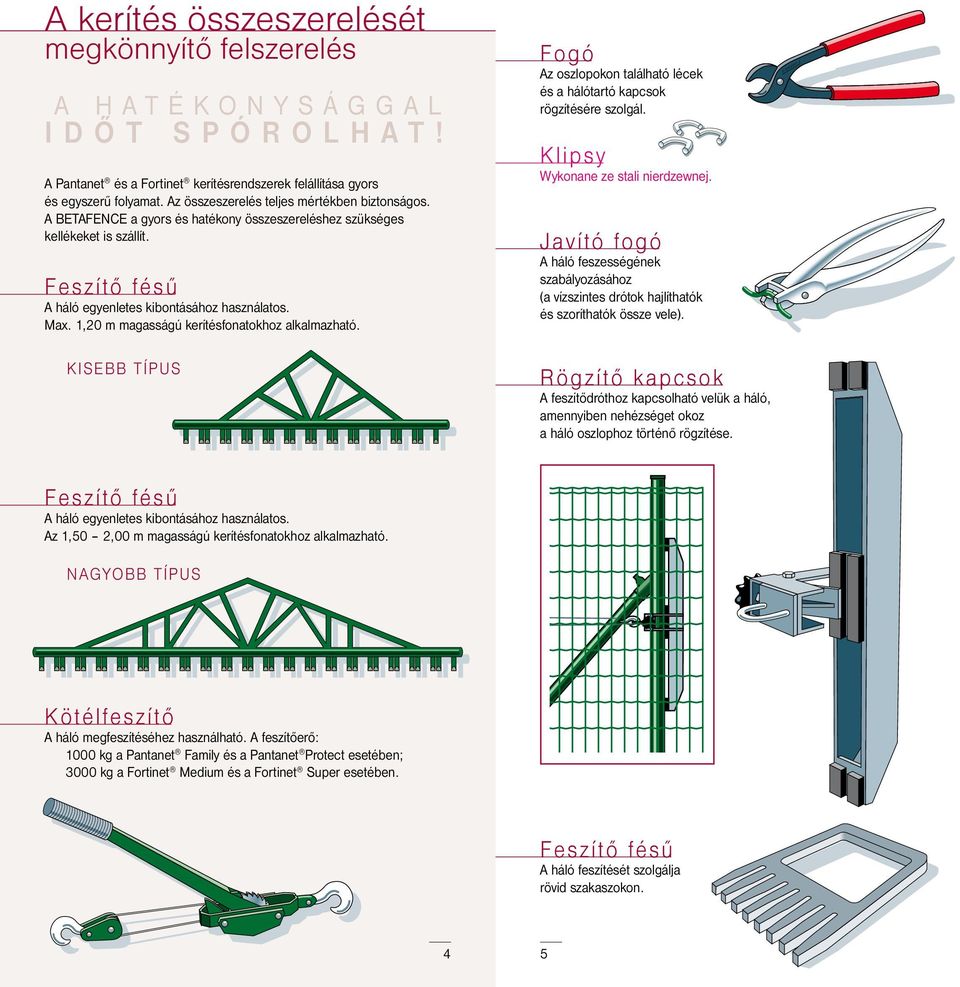 1,20 m magasságú kerítésfonatokhoz alkalmazható. KISEBB TÍPUS Fogó Az oszlopokon található lécek és a hálótartó kapcsok rögzítésére szolgál. Klipsy Wykonane ze stali nierdzewnej.