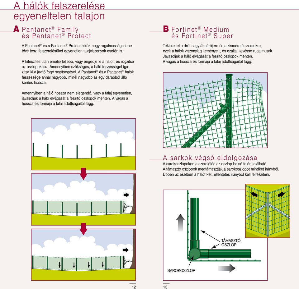 A Pantanet és a Pantanet hálók feszessége annál nagyobb, minél nagyobb az egy darabból álló kerítés hossza.