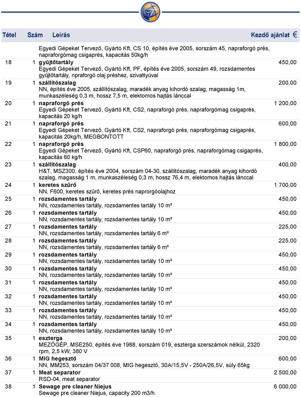 hossz 7,5 m, elektomos hajtás lánccal 20 1 napraforgó prés Egyedi Gépeket Tervező, Gyártó Kft, CS2, napraforgó prés, napraforgómag csigaprés, kapacitás 20 kg/h 21 1 napraforgó prés Egyedi Gépeket