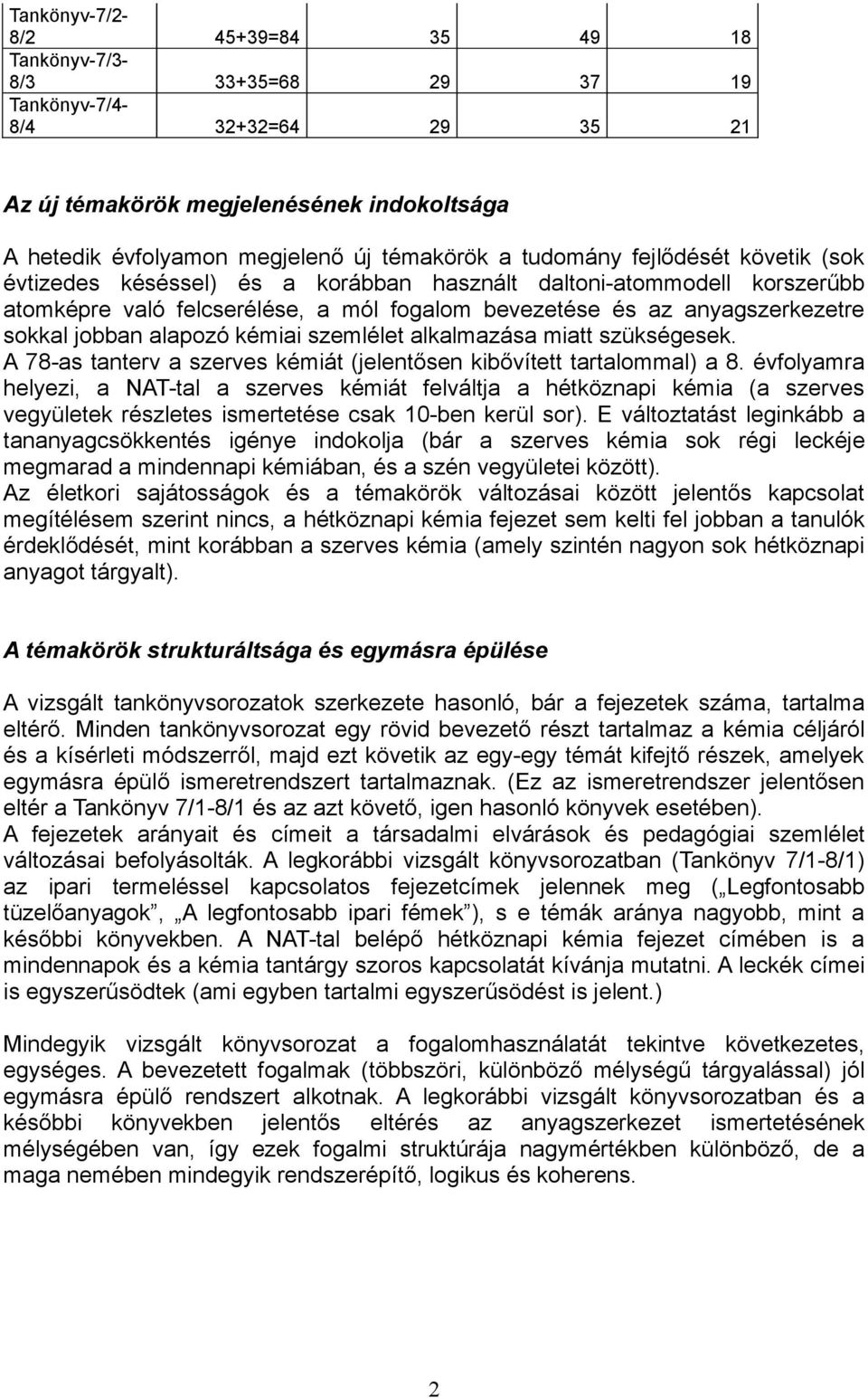 alkalmazása miatt szükségesek. A 78-as tanterv a szerves kémiát (jelentősen kibővített tartalommal) a 8.