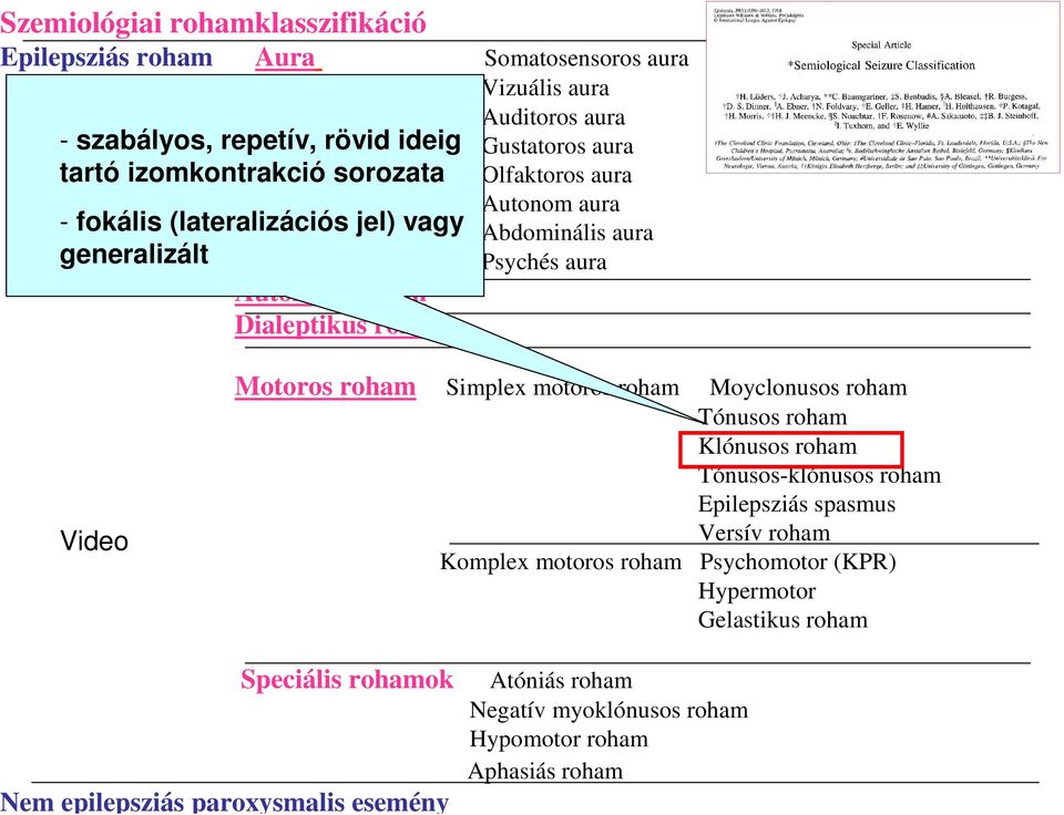 Video Motoros roham Simplex motoros roham Moyclonusos roham Tónusos roham Klónusos roham Tónusos-klónusos roham Epilepsziás spasmus Versív roham Komplex motoros