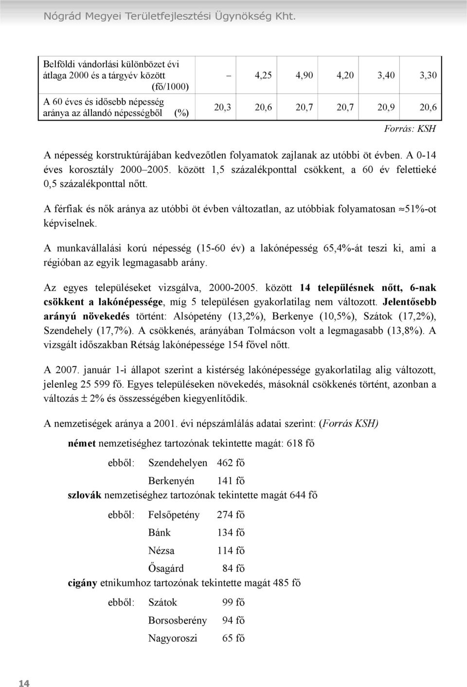 Forrás: KSH A népesség korstruktúrájában kedvezőtlen folyamatok zajlanak az utóbbi öt évben. A 0-14 éves korosztály 2000 2005.