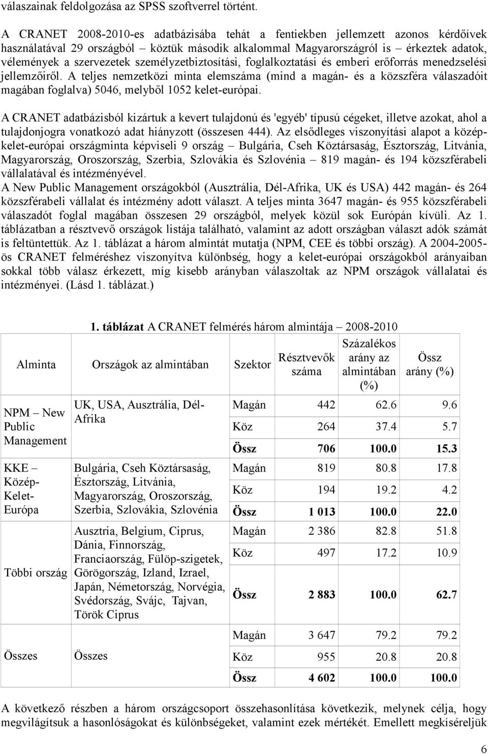 személyzetbiztosítási, foglalkoztatási és emberi erőforrás menedzselési jellemzőiről.