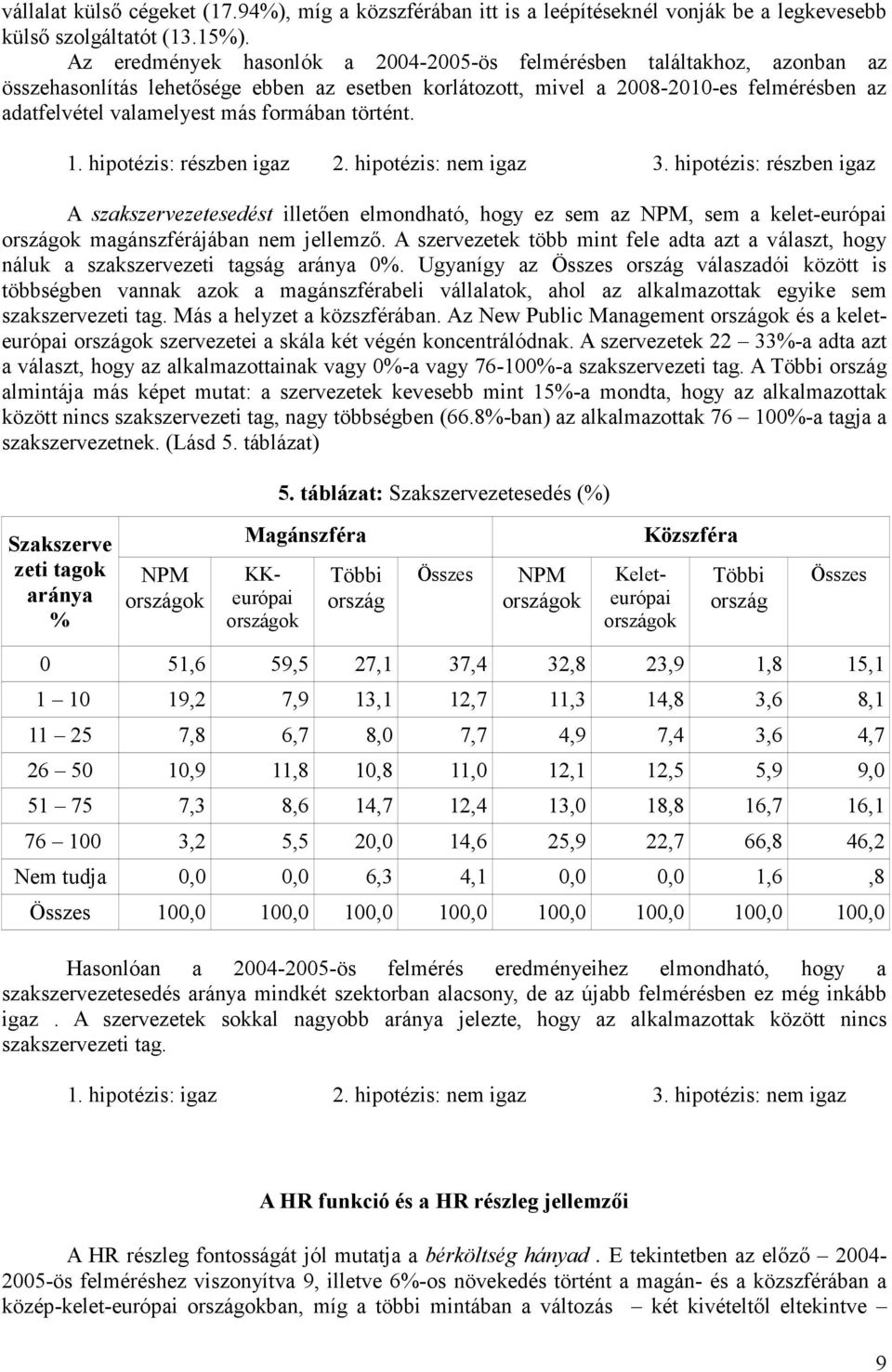 formában történt. 1. hipotézis: részben igaz 2. hipotézis: nem igaz 3.