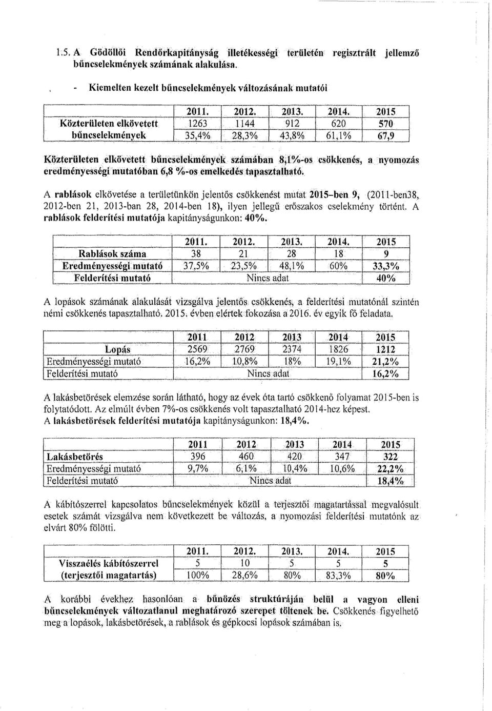 . 8,10;(,~os csökkenés, ~ nyomozás eredményességi mutatóban 6,8 %.-os emelkedéstapaszt?ll1~tó.