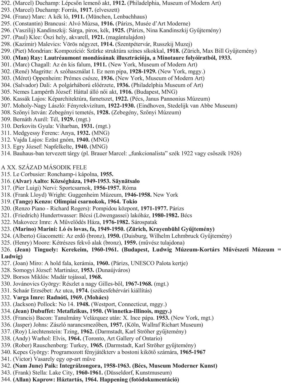 (Paul) Klee: szi hely, akvarell, 1921. (magántulajdon) 298. (Kazimir) Malevics: Vörös négyzet, 1914. (Szentpétervár, Russzkij Muzej) 299.