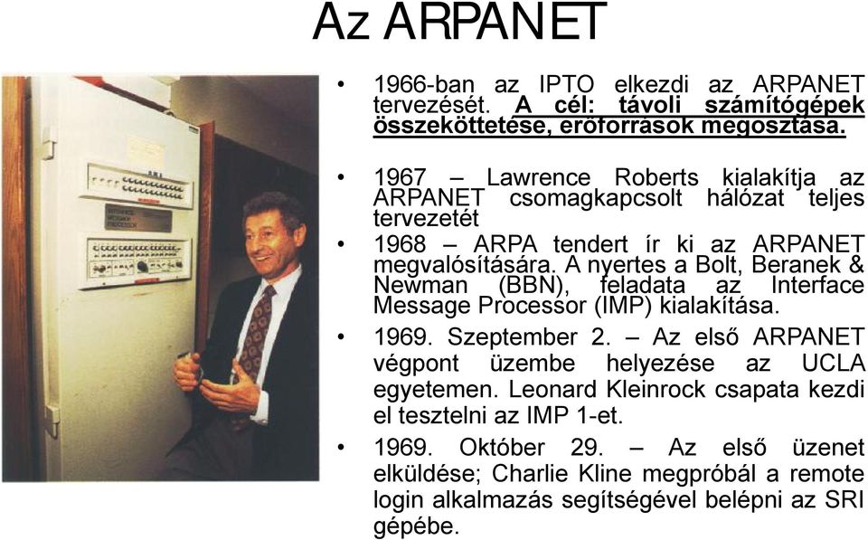 Anyertes abolt, Beranek & Newman (BBN), feladata az Interface Message Processor (IMP) kialakítása. 1969. Szeptember 2.