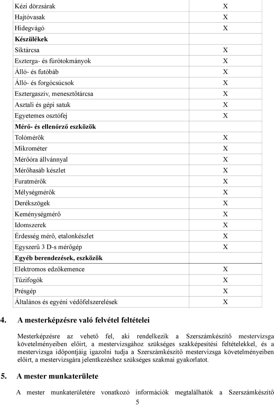 berendezések, eszközök Elektromos edzőkemence Tűzifogók Présgép Általános és egyéni védőfelszerelések 4.