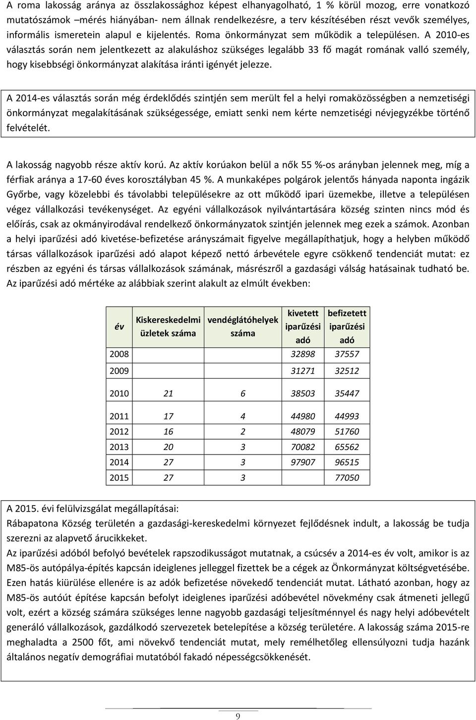 A 2010-es választás során nem jelentkezett az alakuláshoz szükséges legalább 33 fő magát romának valló személy, hogy kisebbségi önkormányzat alakítása iránti igényét jelezze.