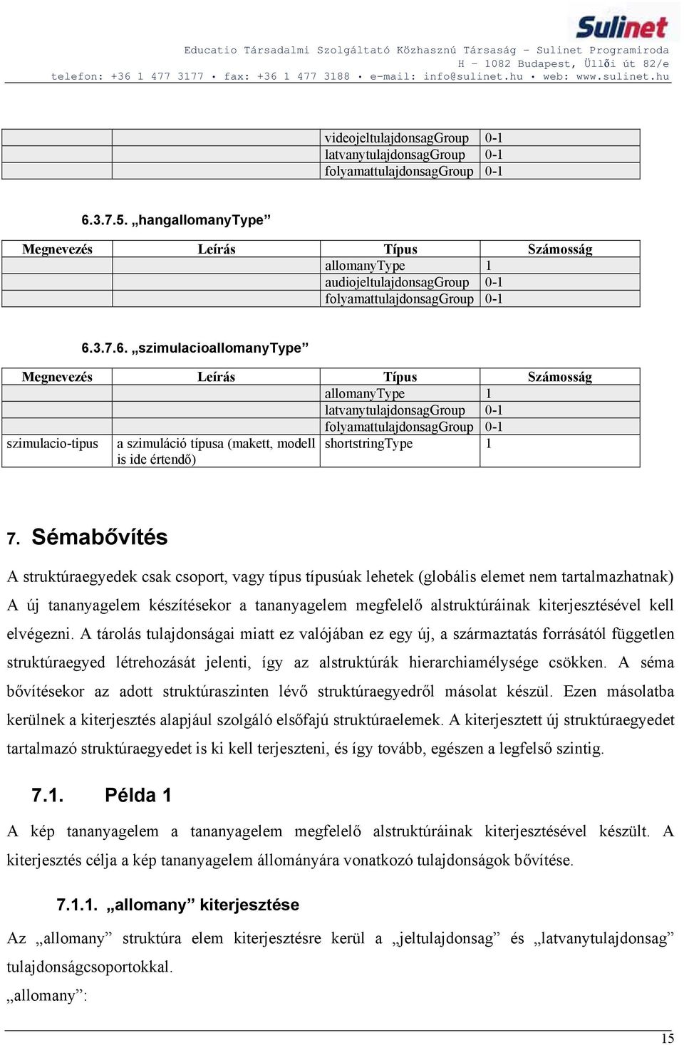 3.7.6. szimulacioallomanytype allomanytype 1 latvanytulajdonsaggroup 0-1 folyamattulajdonsaggroup 0-1 szimulacio-tipus a szimuláció típusa (makett, modell shortstringtype 1 is ide értendő) 7.