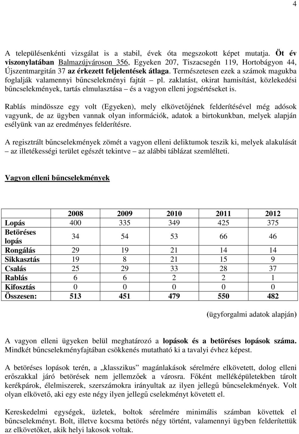 Természetesen ezek a számok magukba foglalják valamennyi bőncselekményi fajtát pl. zaklatást, okirat hamisítást, közlekedési bőncselekmények, tartás elmulasztása és a vagyon elleni jogsértéseket is.