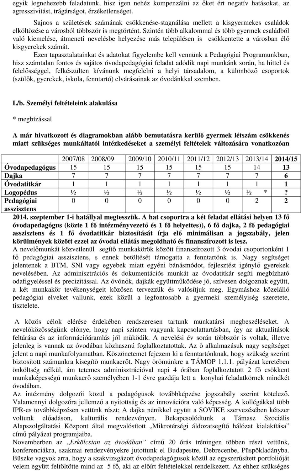 Szintén több alkalommal és több gyermek családból való kiemelése, átmeneti nevelésbe helyezése más településen is csökkentette a városban élő kisgyerekek számát.