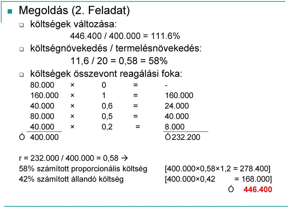 000 0 = - 160.000 1 = 160.000 40.000 0,6 = 24.000 80.000 0,5 = 40.000 40.000 0,2 = 8.000 Ó 400.000 Ó 232.