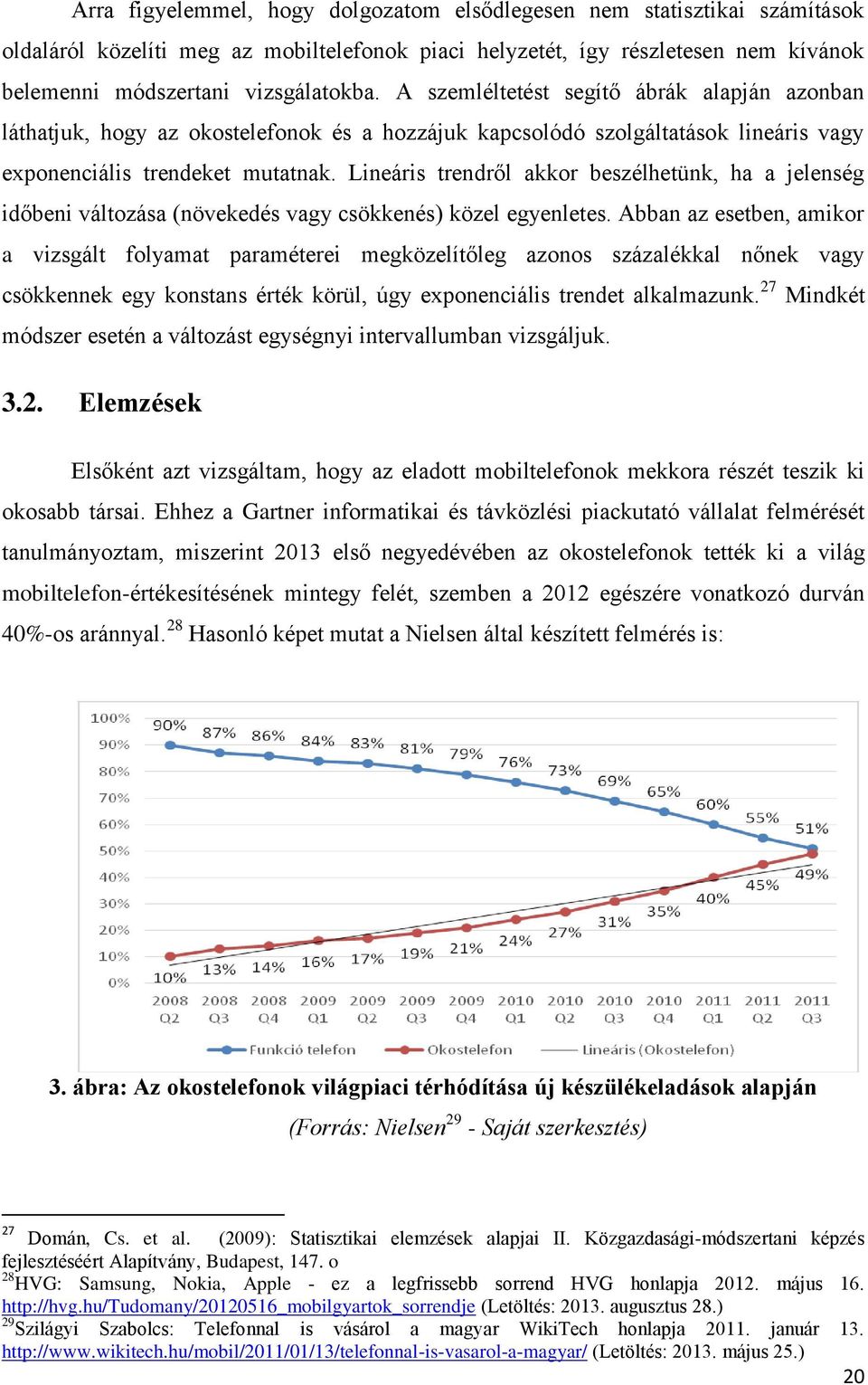 Lineáris trendről akkor beszélhetünk, ha a jelenség időbeni változása (növekedés vagy csökkenés) közel egyenletes.