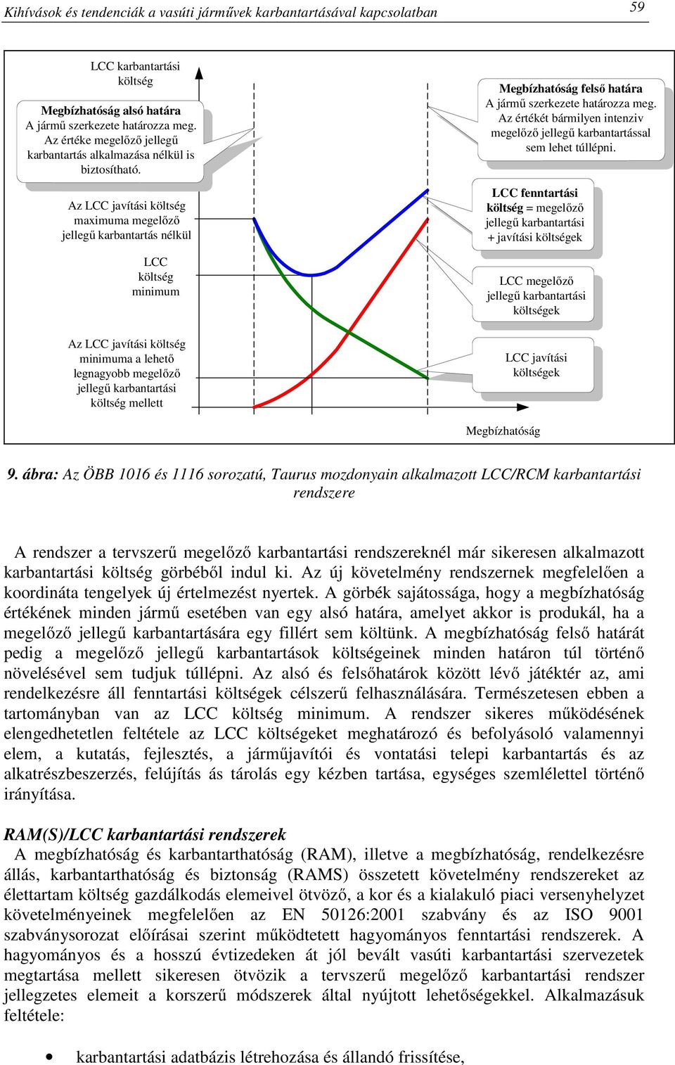 Az LCC javítási költség maximuma megelőző jellegű karbantartás nélkül LCC költség minimum Az LCC javítási költség minimuma a lehető legnagyobb megelőző jellegű karbantartási költség mellett