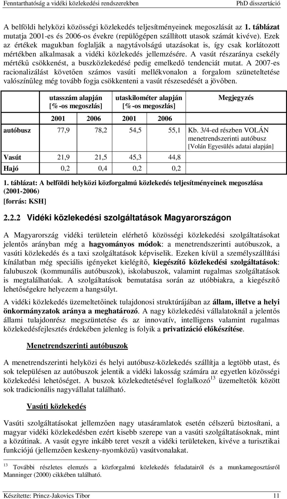 A vasút részaránya csekély mértékű csökkenést, a buszközlekedésé pedig emelkedő tendenciát mutat.