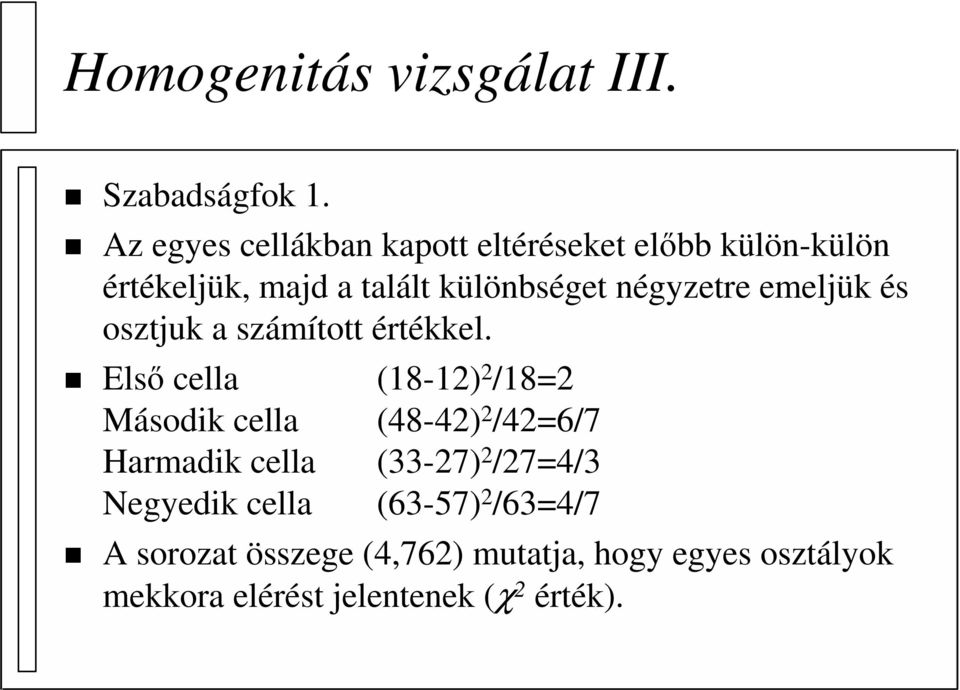 négyzetre emeljük és osztjuk a számított értékkel.