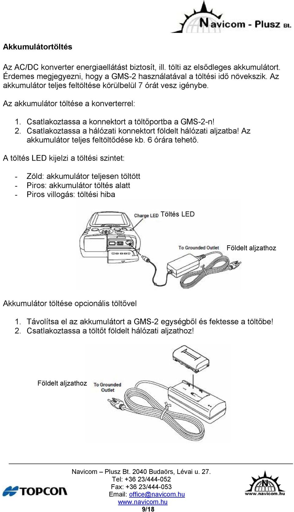 Csatlakoztassa a hálózati konnektort földelt hálózati aljzatba! Az akkumulátor teljes feltöltődése kb. 6 órára tehető.