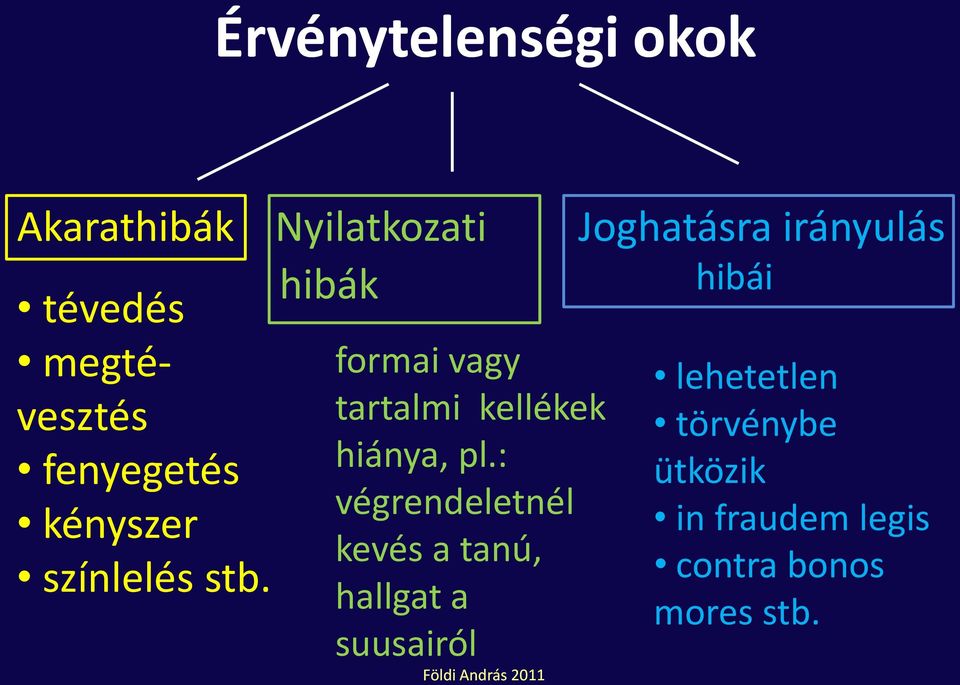 formai vagy tartalmi kellékek hiánya, pl.