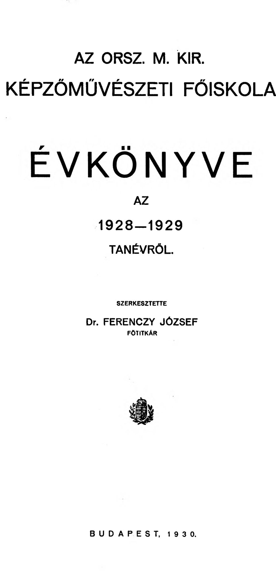 1928-1929 TANÉVRŐL.