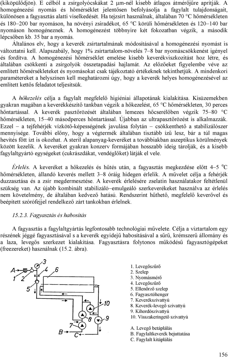 Ha tejzsírt használnak, általában 70 C hőmérsékleten és 180200 bar nyomáson, ha növényi zsiradékot, 65 C körüli hőmérsékleten és 120140 bar nyomáson homogéneznek.