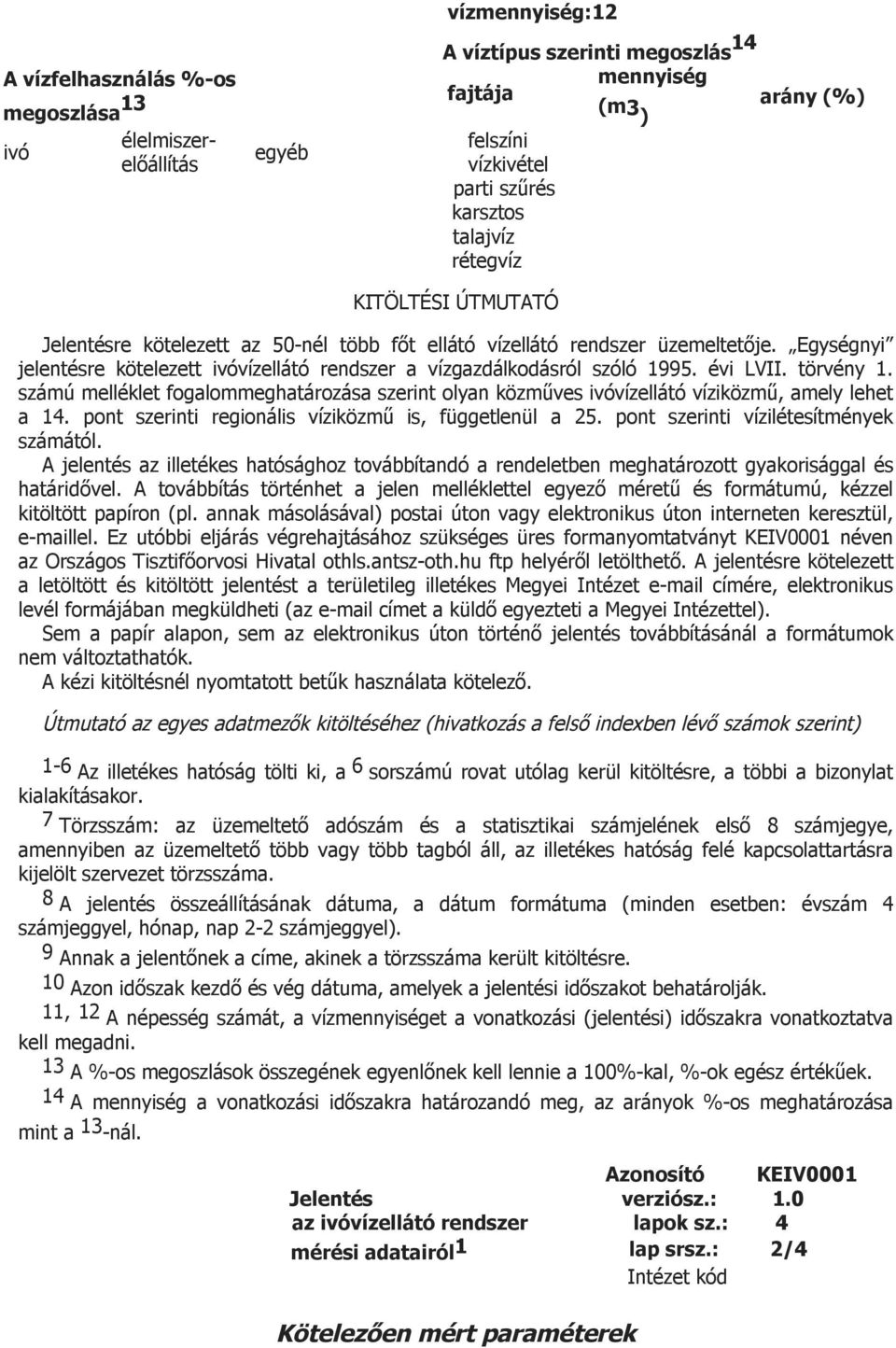 Egységnyi jelentésre kötelezett ivóvízellátó rendszer a vízgazdálkodásról szóló 1995. évi LVII. törvény 1.