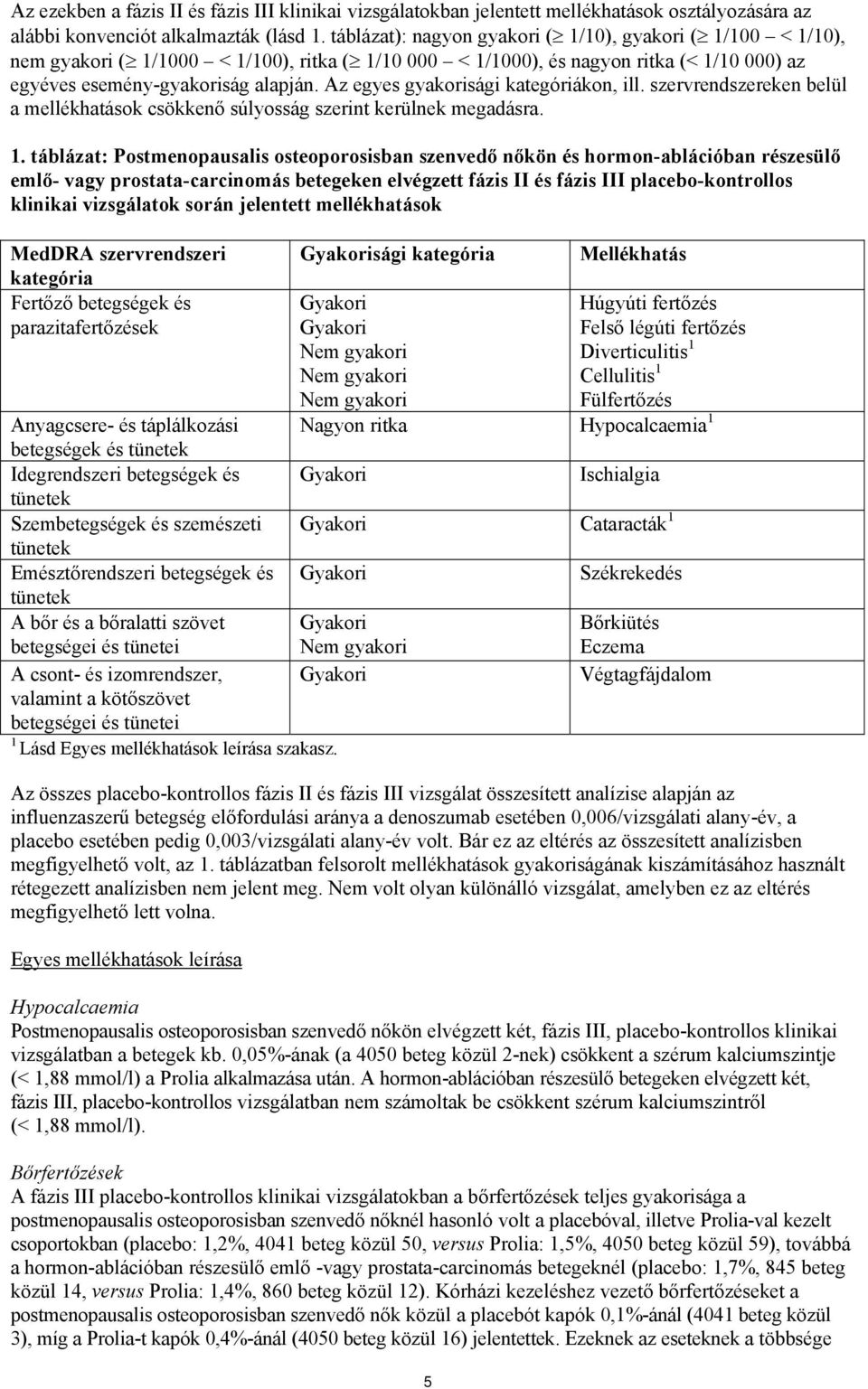 Az egyes gyakorisági kategóriákon, ill. szervrendszereken belül a mellékhatások csökkenő súlyosság szerint kerülnek megadásra. 1.