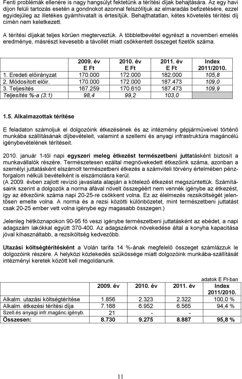 Behajthatatlan, kétes követelés térítési díj címén nem keletkezett. A térítési díjakat teljes körűen megterveztük.