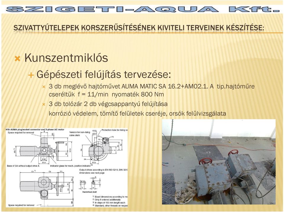 hajtóműre cseréltük f = 11/min nyomaték 800 Nm 3 db tolózár 2 db végcsappantyú